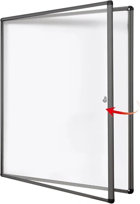 Swansea Enclosed Bulletin Board Black Frame Enclosed Display Case,With Magnets,F - Image 1 of 4