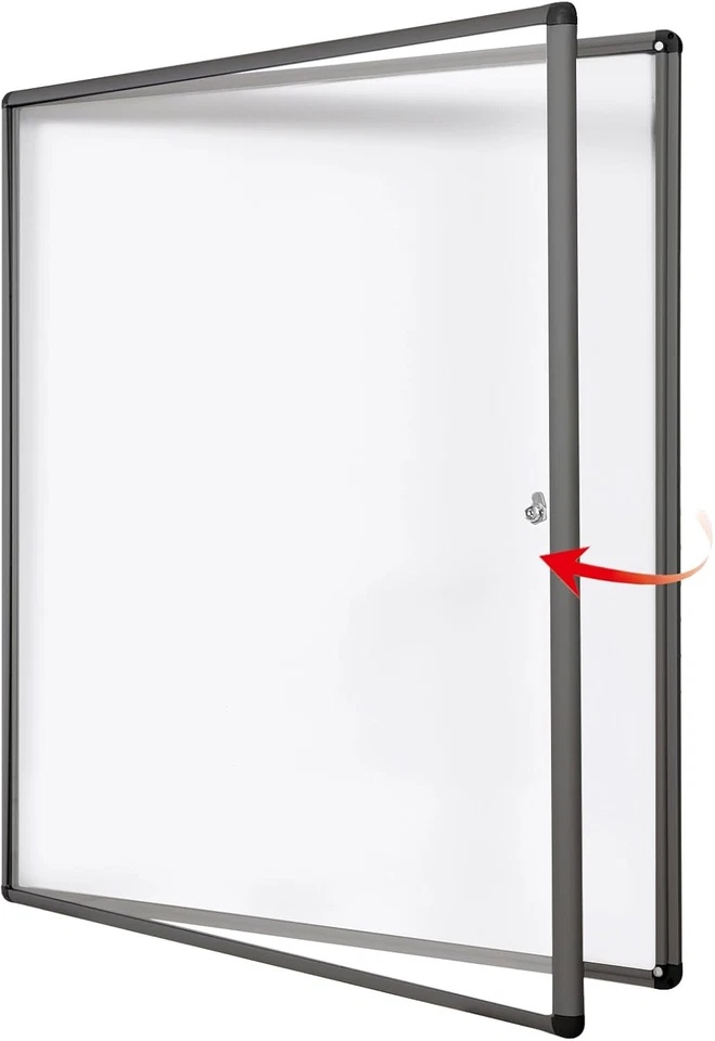 Swansea Enclosed Bulletin Board Black Frame Enclosed Display Case,With Magnets,F - Image 1 of 4