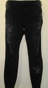 Nuevo con etiquetas Charlotte Russe Refuge Negro Bordado Envejecimiento Jeans Talla 10 - Imagen 1 de 5