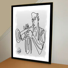 Póster de música jazz estampado de música de trompetista arte de pared 18x24