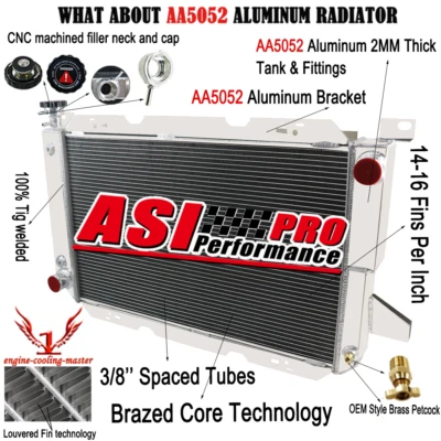 For 1985-1997 Ford F100 F150 F250 F350 Bronco PICKUP V8 3-Row Aluminium Radiator Foto 1 de 4