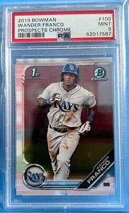 Bowman Chrome Wander Franco 2019 1° Bowman #100 PSA 9 COME NUOVO - Foto 1 di 1