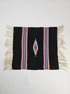 Vintage Chimayo Wool Placemat Wall Tapestry Handwoven Southwest Design 15"x 14” - Picture 1 of 5