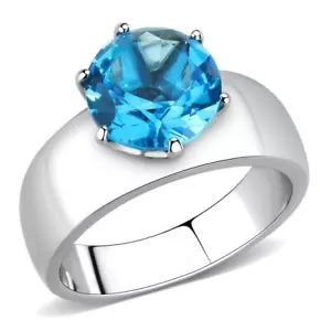 Anillo de cristal azul marino de 8 mm acero inoxidable TK316 - Imagen 1 de 9