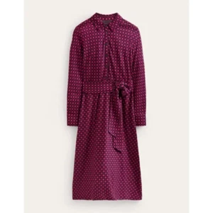 Boden Size 14 Laura Jersey Midi Shirt Dress Vibrant Diamond Cotton Button Down - Picture 1 of 5