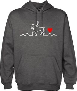 Heartbeat Horse Hoodie, Horseriding Hoody Riding Equestrian Hooded Sweat (HBH10)