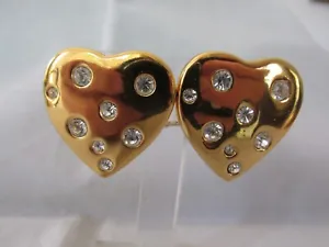 Large Vintage Costume YSL Yves Saint Laurent France Heart Diamente Earrings - Picture 1 of 6