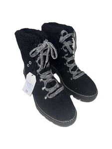 Botas de motociclista Time&Tru para mujer talla 11 negras terciopelo espuma viscoelástica sin cordones. - Imagen 1 de 9