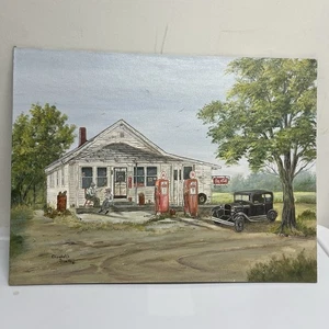 Pintura de tienda y gasolinera Georgetown Texaco Coca-Cola Elizabeth Dowdy - Imagen 1 de 9