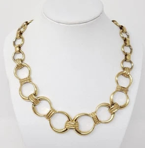 Vintage Monet Gold Tone Link Collar 18" Necklace - Picture 1 of 5