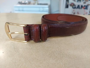 Paul Frederick Brown Leather Lizard Grain Belt Vintage Sz 36 - Picture 1 of 12
