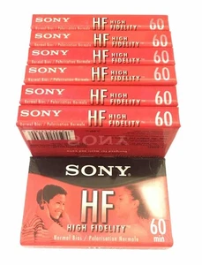 SONY HIGH FIDELITY HF 60 MINUTE BLANK CASSETTE TAPES NEW SEALED SET OF 7 - Picture 1 of 7