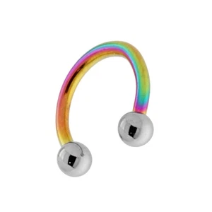 Body Piercing Circular Barbell Colore Boreale Arcobaleno mm 11 con Palline mm 3  - Picture 1 of 1