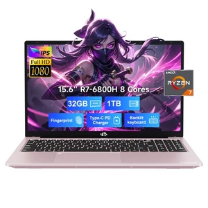 15.6 Gaming Laptop 8 Cores AMD Ryzen 7 6800H 32GB DDR5 RAM 1TB SSD 4.7GHz Win11 - Picture 1 of 6
