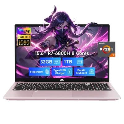 15.6 Gaming Laptop 8 Cores AMD Ryzen 7 6800H 32GB DDR5 RAM 1TB SSD 4.7GHz Win11 - Image 1 of 4