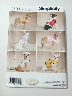 2393 Simplicity Sewing Pattern.  Dog Clothing. Size XXS, XSM, SM, M - Image 1 of 3