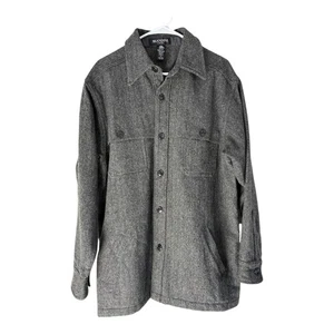 Brandini Mens 100% Wool Herringbone Shirt Jacket Medium Button Up Coat - Picture 1 of 6