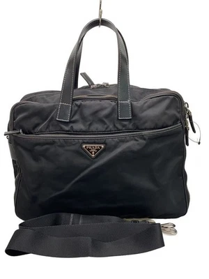 Bolso de Negocios PRADA Maletín Nylon Negro Sólido Usado Foto 1 de 4