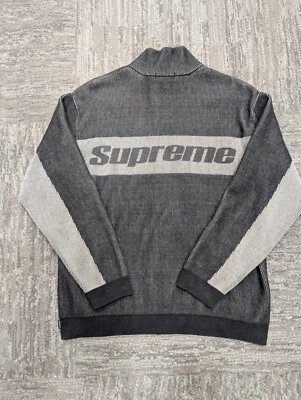 Размер маленький Supreme 2-цветный ребристый молнии свитер черный серый FW22 мужской - Изображение 1 из 4