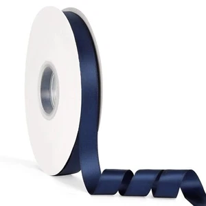5/8" x 50Yds Navy Blue Double Faced Satin RibbonHigh Density Solid Color Ribb... - Picture 1 of 7