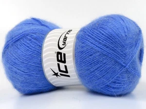 4-Skein Lot Mohair Pastel Yarn Fine 4x100g/500m Light Blue - Picture 1 of 4