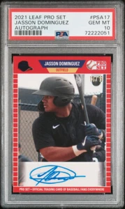 2021 Leaf Pro Set JASSON DOMINGUEZ AUTO RC Rookie # 10 /99 PSA 10 GEM MINT POP 1 - Imagen 1 de 2