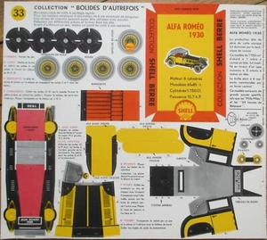 Shell Oil Advertising 1950s Paper Doll Toy Car, 1930 Alfa Romeo - Picture 1 of 1