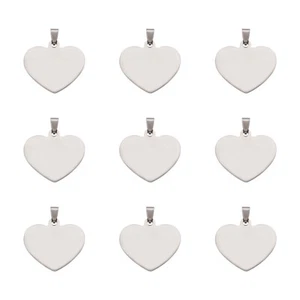 Dijes esculpibles con etiquetas en blanco estampadas de corazón de acero inoxidable 33 mm - Imagen 1 de 5