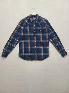 Camisa de mezclilla Gap para hombre ajustada perla botón a presión a cuadros Western Redeo talla S - Imagen 1 de 10
