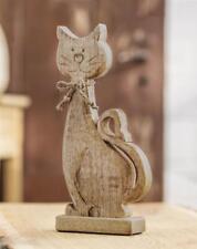 Deko Figur Katze aus Mango Holz, 30 cm hoch, sitzend, Tierfigur Statue Holzkatze