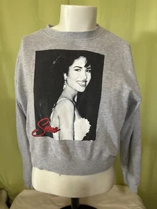 Suéter para mujer Selena gris talla grande algodón poliéster recortado - Imagen 1 de 4