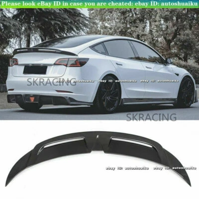 Nuevo alerón de fibra de carbono real para maletero trasero Tesla modelo 3 alas 2017-2023 Foto 1 de 4
