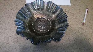 Beautiful Fenton PERSIAN MEDALLION Carnival Ruffled Bowl Rare Marked - Picture 1 of 6