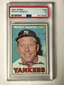 Mickey Mantle 1967 Topps # 150 PSA 3 NEW GRADE UNDERGRADED EYE APPEAL CENTERED - Picture 1 of 8