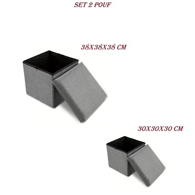 2 pouf grigio poggiapiedi salvaspazio baule portaoggetti contenitore per scarpe - Immagine 1 di 3