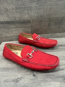 Amali Driving Moccasins Red Suede Loafer Slip On Horse Bit Shoe Driver Mens 10.5 - Picture 1 of 9