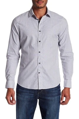 Slate & Stone Mens' Size Medium Black and White Stripe Dress Shirt - Image 1 of 4