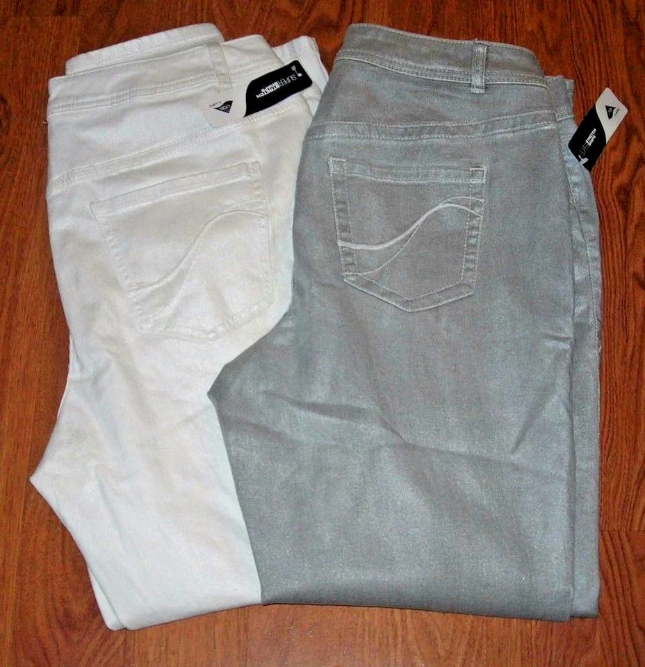 Pantalones de mezclilla ajustados brillantes Lane Bryant Genius Fit elige gris/plateado o blanco 14-28 Foto 1 de 1