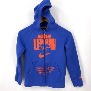 Nike Lebron James Jacket Boys Kids Medium Graphic Spray Paint Blue Zip Up Hoodie - Picture 1 of 10