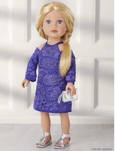 Journey girl 18” Doll Lace Dress Fashion Set Blue Dress Metallic Purse & Sandals