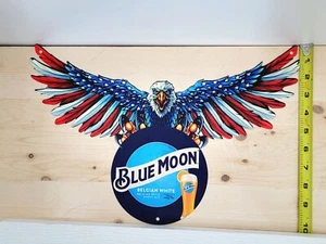 "Rara Blue Moon Birra Pubblicità Insegna Metallo Bar Uomo Grotta Garage 15,5""x10,25" - Foto 1 di 5