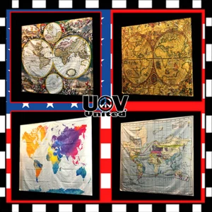 Wall Hanging Decor Tapestry Hippie Modern Middle Ages World Map Bedspread Poster - Picture 1 of 5