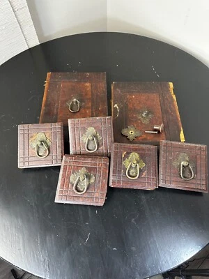 RARO 1800s CANTORA VITORIANA PERÍODO ARTESÃO conjunto de puxadores de gaveta máquina de costura - Imagem 1 de 4