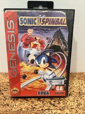 Sonic Spinball (Sega Genesis, 1993) CIB, Authentic, Tested, Artwork Damage - Image 1 of 4