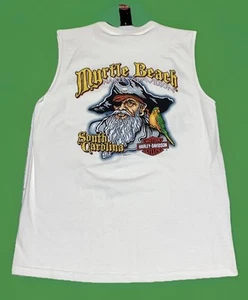 Vintage Harley Davidson Muscle T-Shirt Gr. M Myrtle Beach Pirate Parrot Neu mit Etikett Y2K - Bild 1 von 7