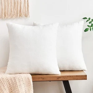 Throw Pillow Covers White Decorative Velvet Set of 2 18x18 Inch Pillow Covers... - Picture 1 of 6