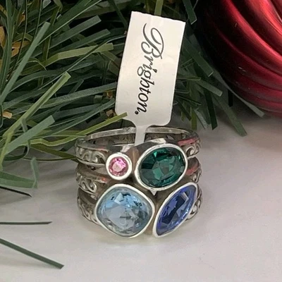 Anillo Brighton Elora Gemas Vitrail Talla 7 Cristales Swarovski Banda Desplazamiento Nuevo con Etiquetas Foto 1 de 4