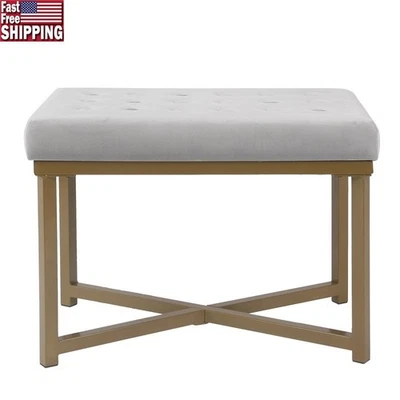 天鹅绒塔夫特奥斯曼方形储物凳金属底座易于组装室内装饰 — 第 1/4 张图片