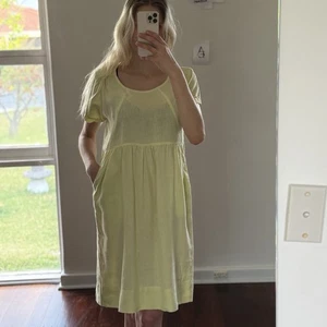 By Ridley 100% Linen Short Sleeve Dress Lemon Yellow - Picture 1 of 8