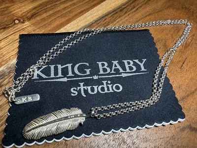 KING BABY NECKLACE/LARGE PENDANT RAVEN FEATHER S.S .925 24 inches - Image 1 of 4